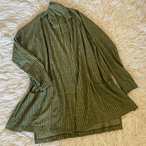 Green cardigan sweater